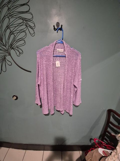 Lavender Alfred Dunner Open Cardigan w/ sequins