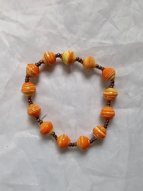 Orange  Paper bead bracelet