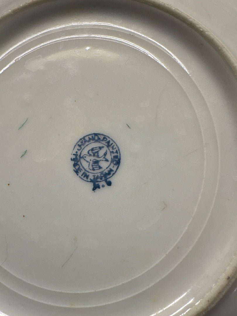 Green and orange Made in Japan Vintage small plates, 7”