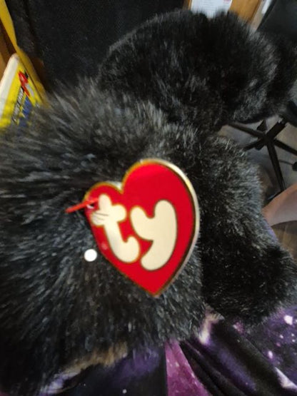 Black Ty "Baby Pawa" Black Bear Beanie Baby, 7" Sitting