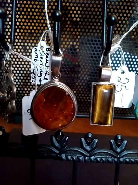 Sterling silver and large amber stone