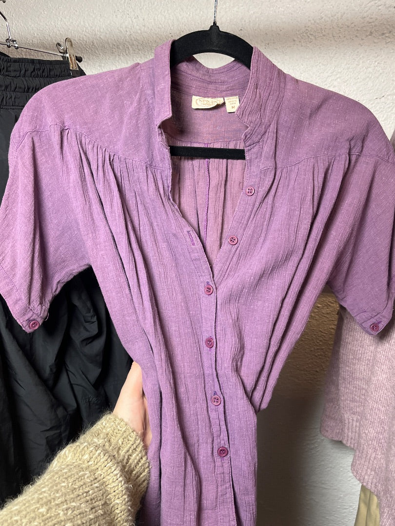 Mauve Purple Cotton Blouse, M