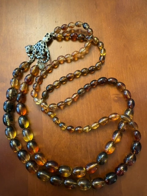 Talbots faux amber leopard double strand necklace