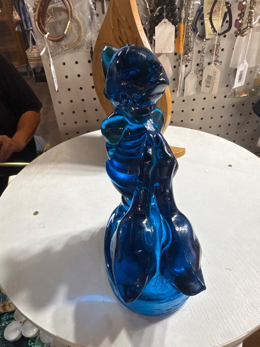 Blue glass figure with geese