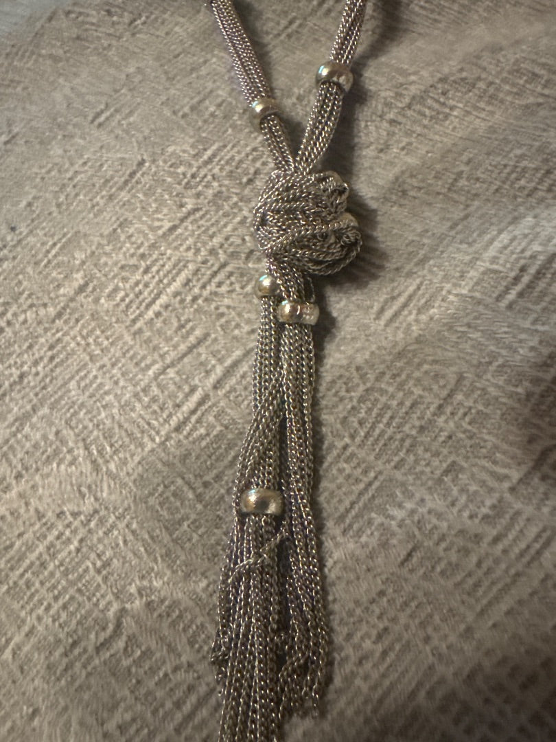 Silver Chicos Chicos long silver bead necklace, 7 to 8 inches