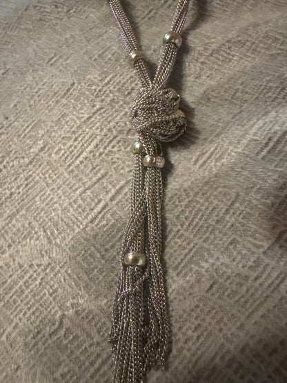 Silver Chicos Chicos long silver bead necklace, 7 to 8 inches