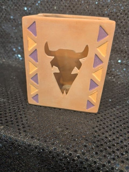 House of lloyd Terracotta votive holder w/ Bull skull