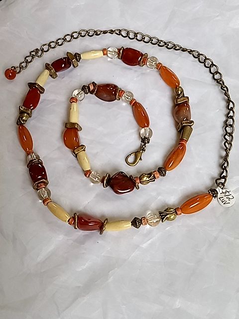 Orange  Gemstone chain belt