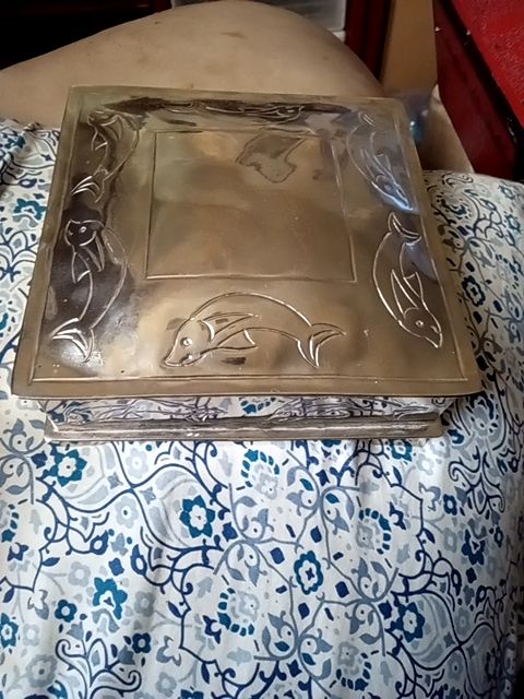 Vintage hand forged repousse fish box
