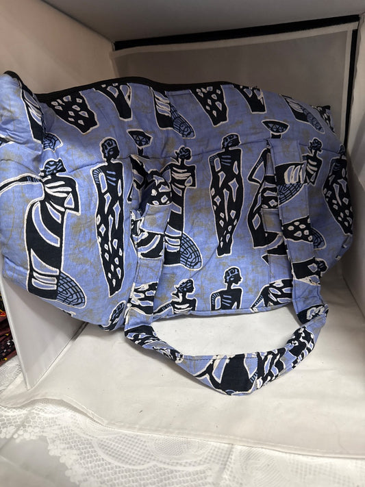 Blue African made Handbag, XL