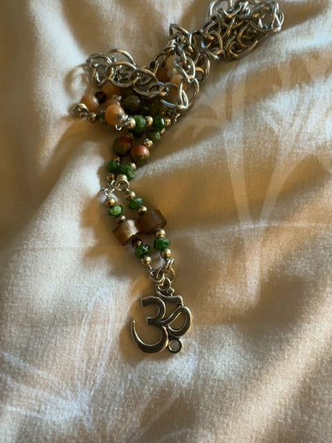 Om unakite/bead necklace