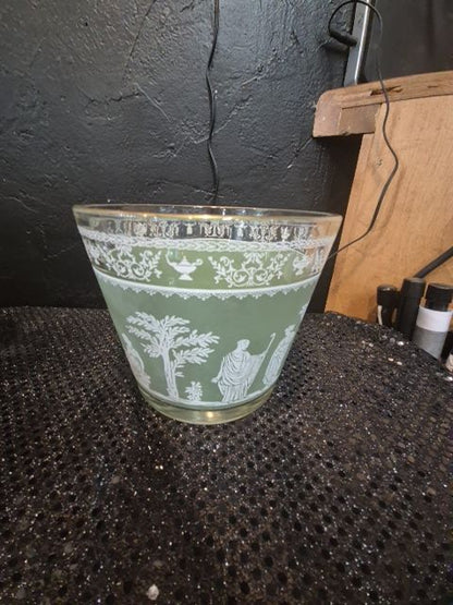 Green  Jeanette Hellenic Wedgewood Style Greek Ice Bucket, 6" x 5"