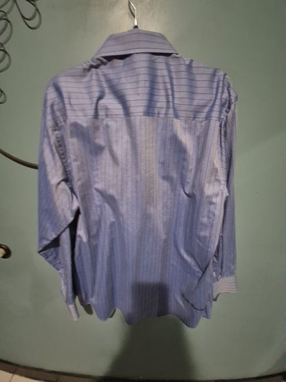 Blue Pin Strip English Laundry Casual Button Down Dress Shirt, 17 34/35