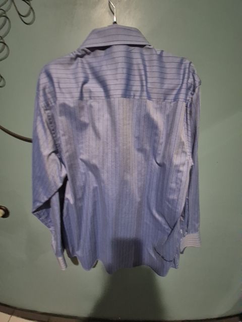 Blue Pin Strip English Laundry Casual Button Down Dress Shirt, 17 34/35