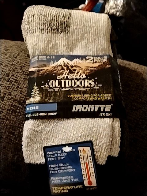 Gray & Black Multi Hello Outdoors Men's Warm Socks, Shoe SZ 6-12