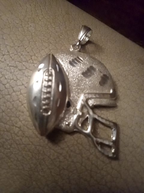 Sterling silver football helmet pendant