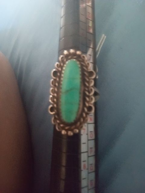 Sterling silver Ring Sterling and turquoise rare early E. Tsosie signed ring, 6.5