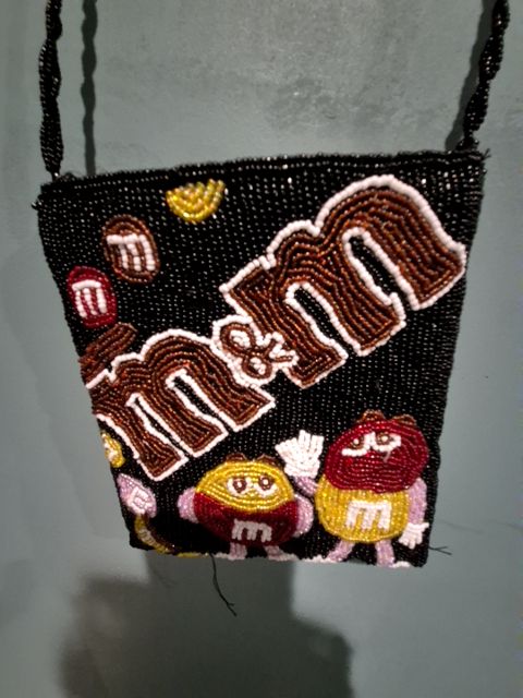Black w/Red & Yellow M&Ms  Beaded Purse