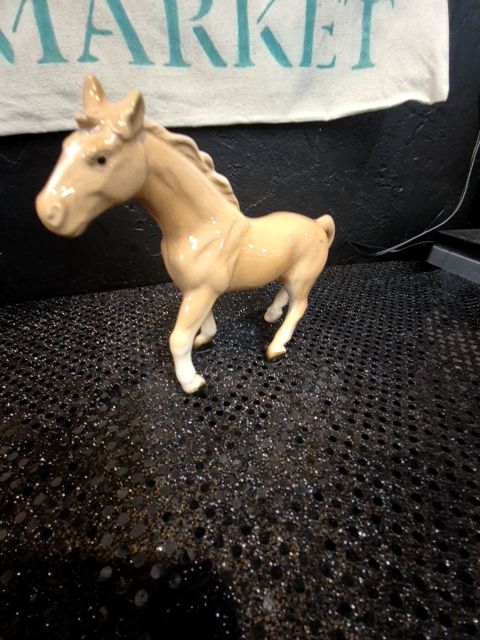 Tan  Porcelain Horse, 5.5" × 5"