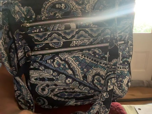 Blue Floral Vera Bradley cross body Tote, 11 1/2 x 11 1/2