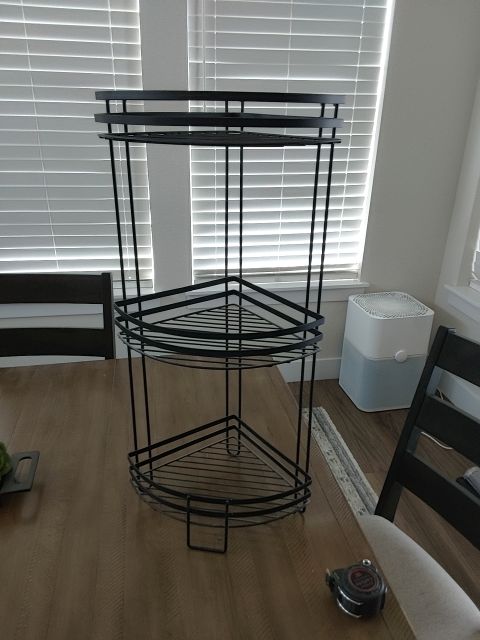 Black  Bathroom corner shelf, 27 1/2" tall