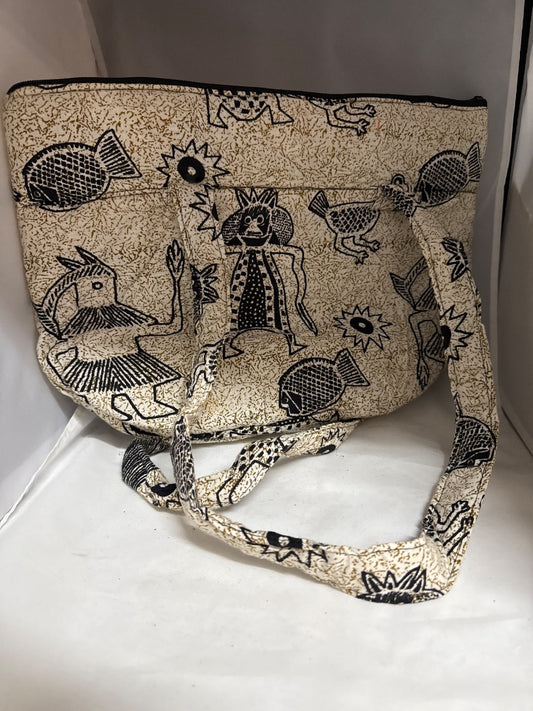 Tan African made Handbag, Medium