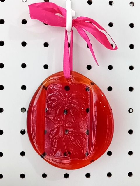 Red  Glass Flower Suncatcher