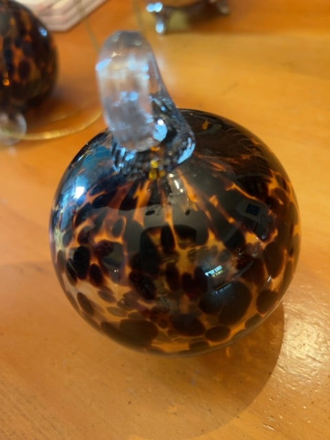 Hand-blown glass ball leopard, 3.5” diameter