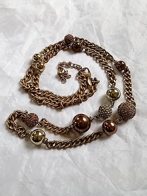 Gold Chico's Rhinestone ball necklace