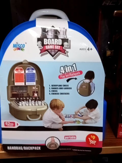 Misco toys 4 in 1 board game set bag/backpack