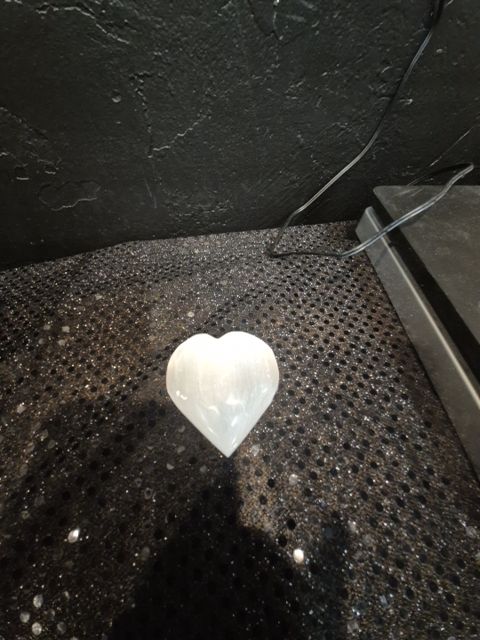 White  Selenite, Heart Shaped, 2.3"/59 mm