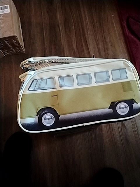 Light Olive Green W Blue & Grey VW VW Van Lunch Bag