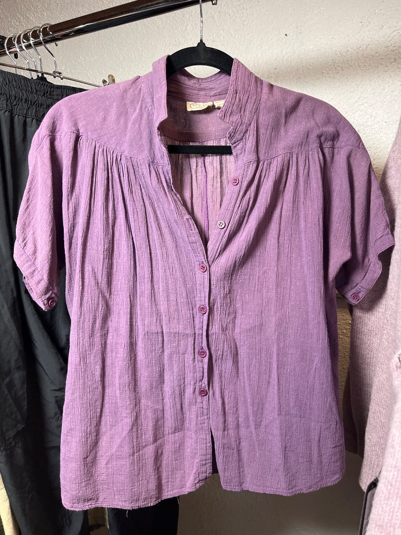 Mauve Purple Cotton Blouse, M