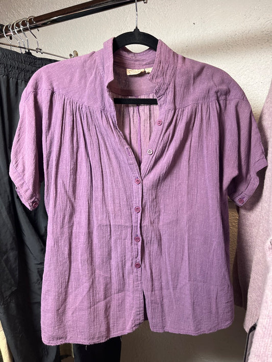 Mauve Purple Cotton Blouse, M