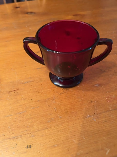 Vintage Ruby Red Glass sugar bowl