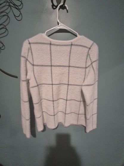 J Jill Wearever collection White W/ Black grid pattern Size S