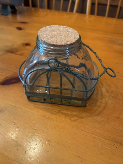 Vintage-style jar w/metal overlay