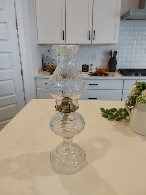 Clear Glass  Oil Lamp, 17 1/2" tall