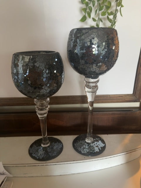 Black  Goblet candle holder Set