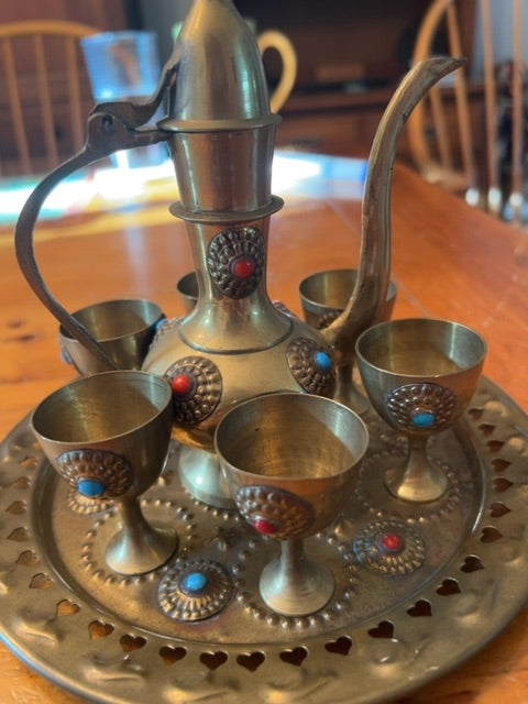 Vintage Brass Dallah Tea Set