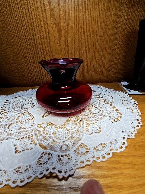 Vintage Anchor Hocking Red Fluted vase