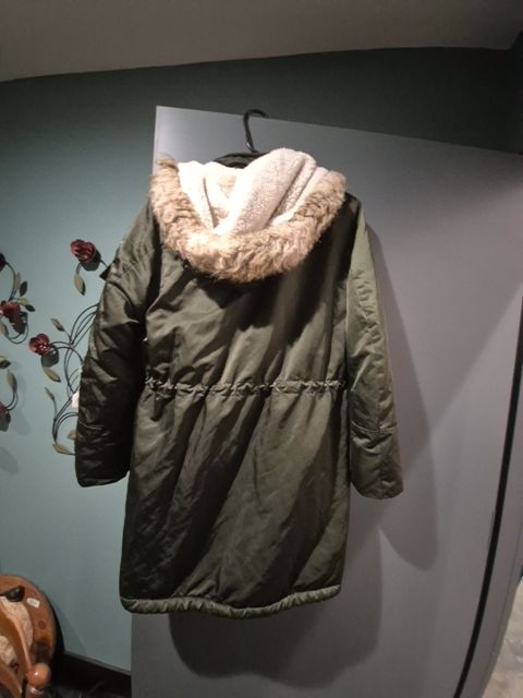 Olive Green Banana Republic Faux fur hooded Jacker, S