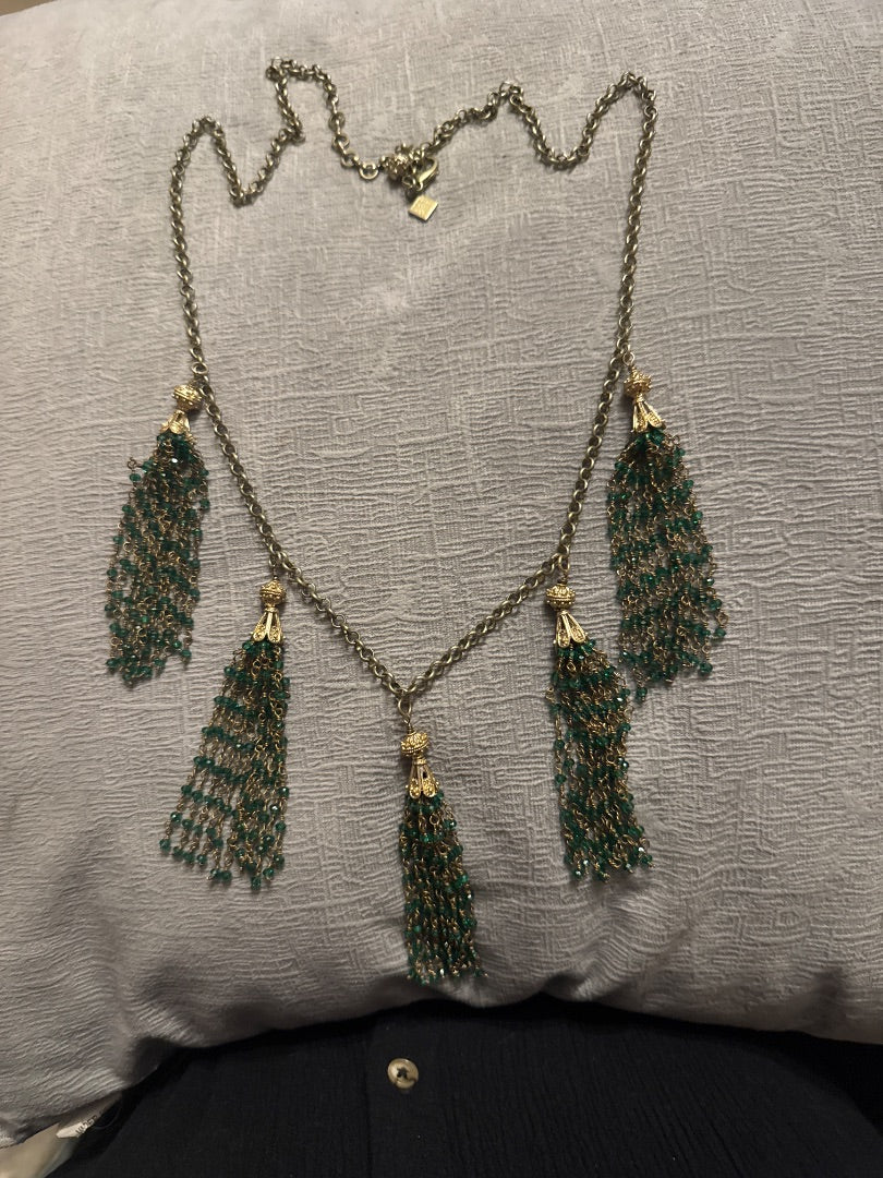 Teal&Silver Tasseled Necklace