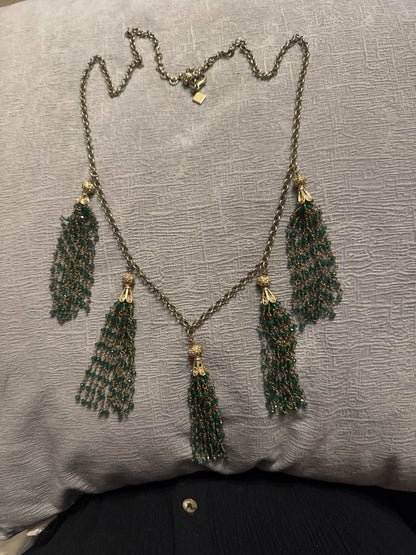 Teal&Silver Tasseled Necklace