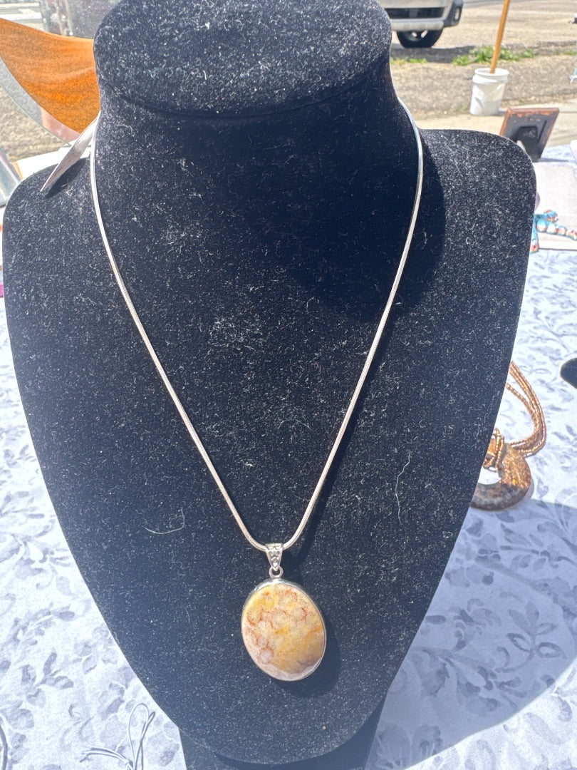 925 and oval stone necklace