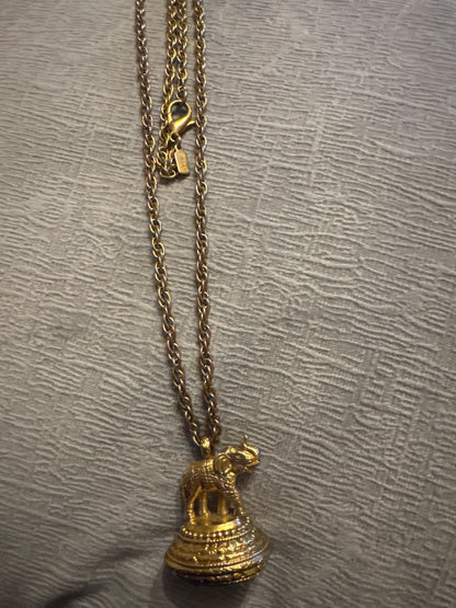 Gold-Tone 1928 Elephant Pendant Necklace