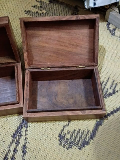 Wood inlay box geometric design