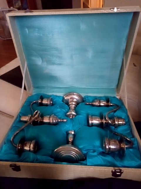 STERLING SILVER CANDELABRAS PAIR with presentation box 6 pieces