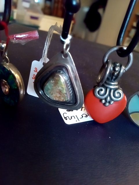 Sterling silver & turquoise triangular pendant
