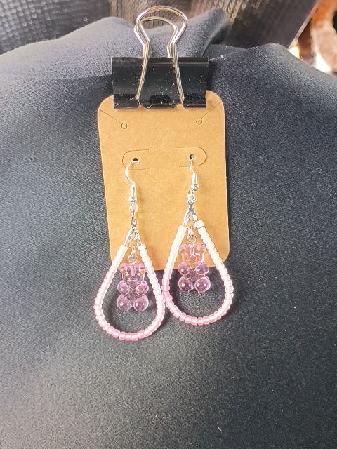 Pink Bears  Dangle Hook Earings